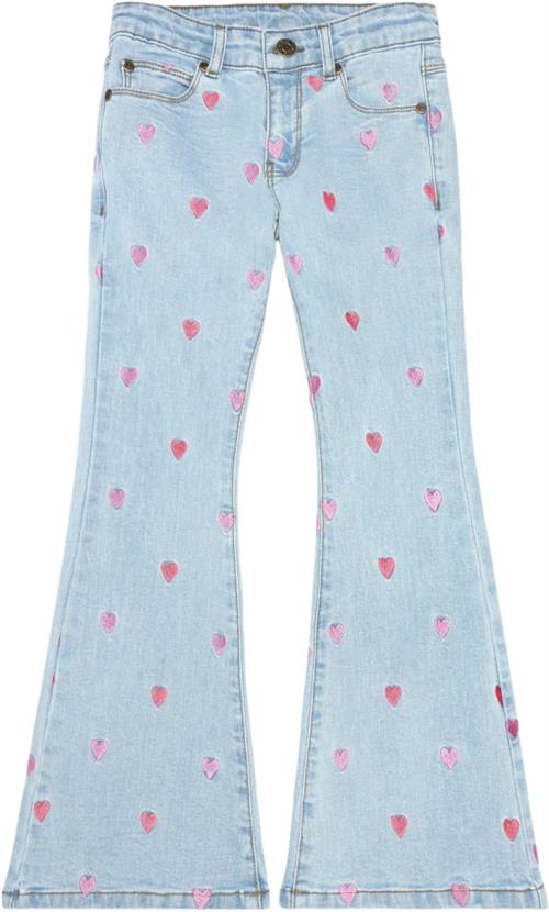 The New Tnlaflared Embroidery Jeans Str 110-116 cm/5-6 år - Blå Jeans Bomuld hos Magasin