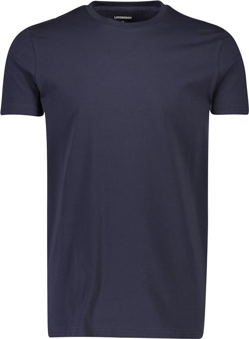 Lindbergh Mens Stretch Crew Neck tee S/S Mand Blå Kortærmede T-shirts Slim Fit Str XL - hos Magasin