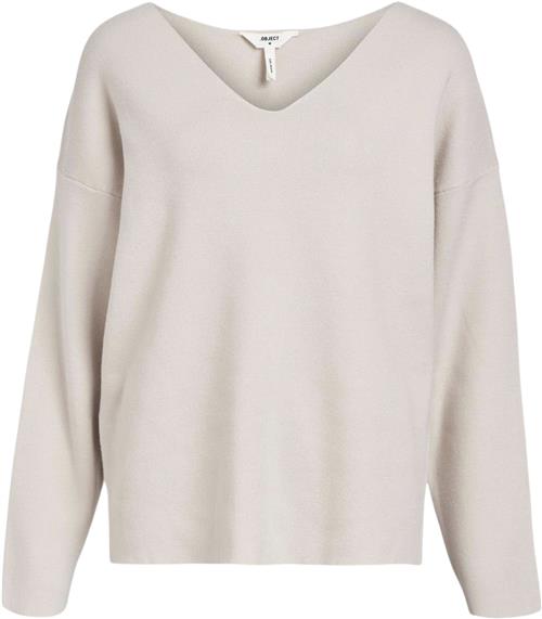 Object Objreynard Vneck Pullover Noos Kvinde Silver Gray Toppe Regular Fit Str M - hos Magasin