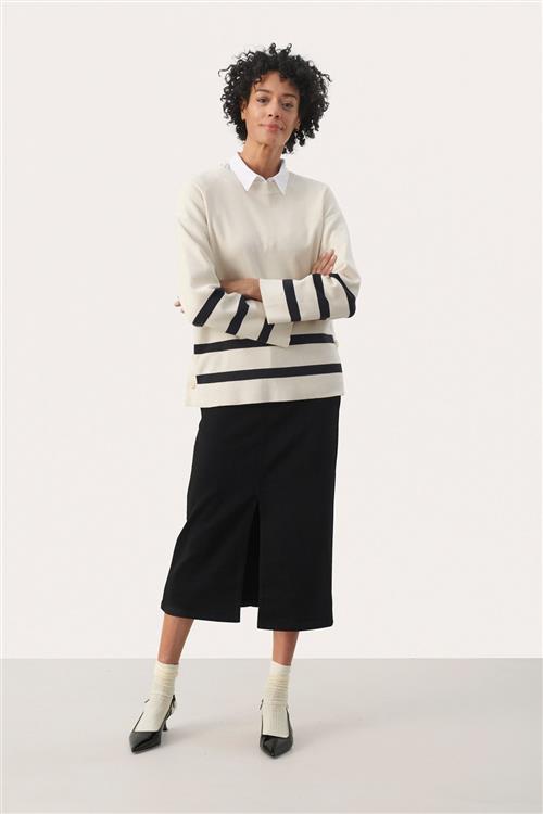 Part Two Emelypw PU Kvinde Dark Navy Bold Stripe Sweaters Relaxed Fit Str XS - hos Magasin