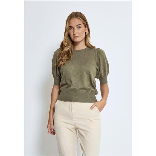 Minus Msliva Knit Tee Kvinde Gothic Olive Melange Sweaters Str L - Viskose hos Magasin