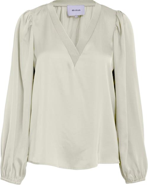 Se Minus Selva Vneck Blouse Kvinde Light Birch Langærmede Bluser Str 44 - hos Magasin ved Magasin