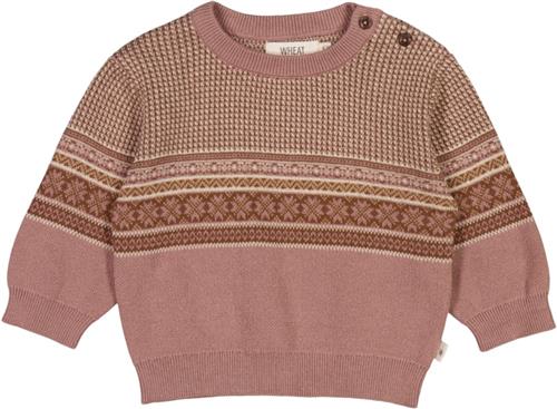 Se Wheat Jacquard Pullover Elias Str 2 år / 92 cm - Pudder Strik Bomuld hos Magasin ved Magasin