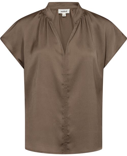 Se Soaked in Luxury Slparis Top Kvinde Walnut Kortærmede Bluser Classic Fit Str L - hos Magasin ved Magasin