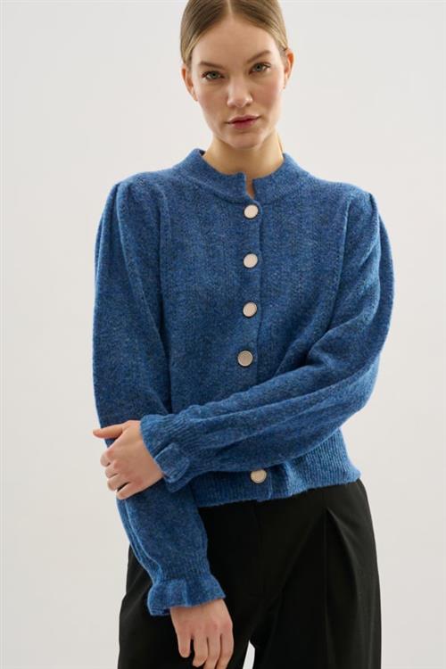 Se Karen by Simonsen Ebbiekb Cardigan Kvinde Winter Blue Melange Cardigans Str L - hos Magasin ved Magasin