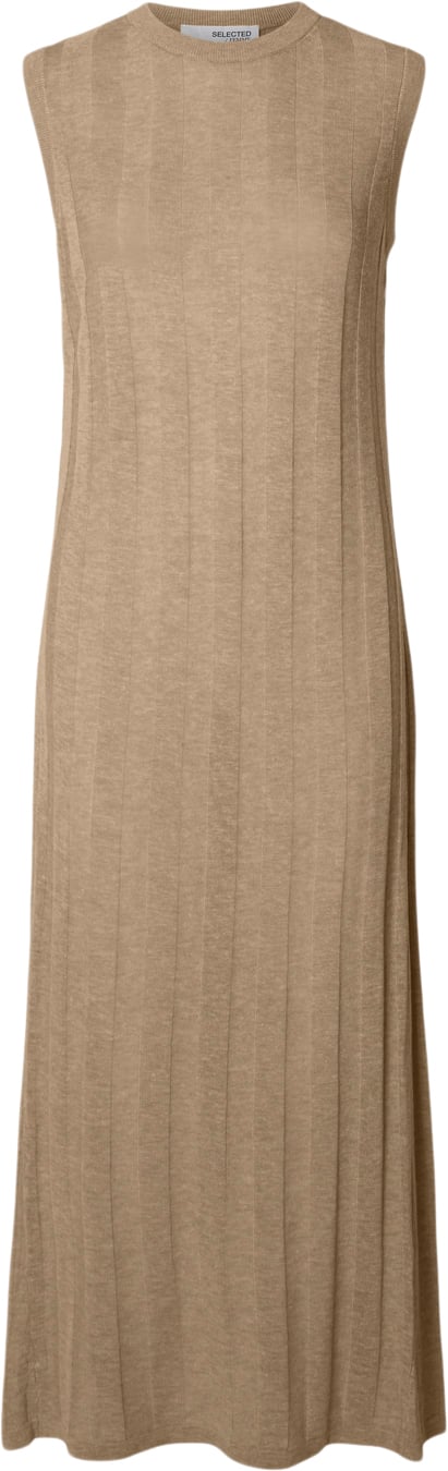 Selected Femme Slfhanna SL Long Knit Dress Kvinde Humus/melange Maxi Kjoler Relaxed Fit Str S - hos Magasin