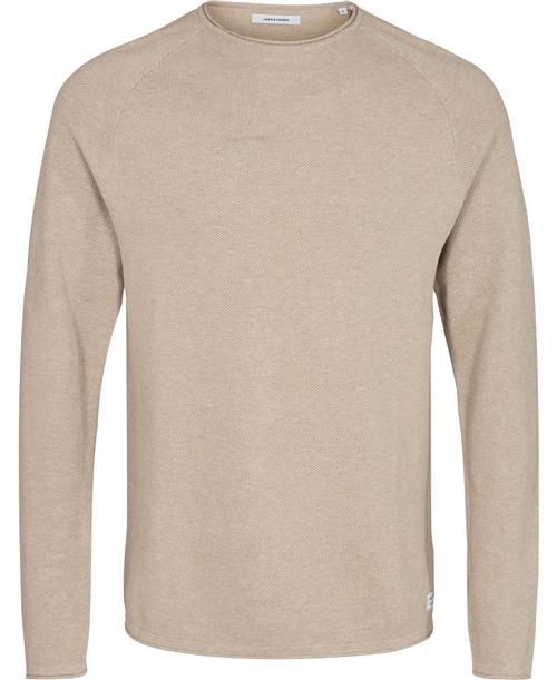 Jack & Jones Jjehill Knit Crew Neck Noos Mand Oatmeal/melange Sweaters Str M - hos Magasin