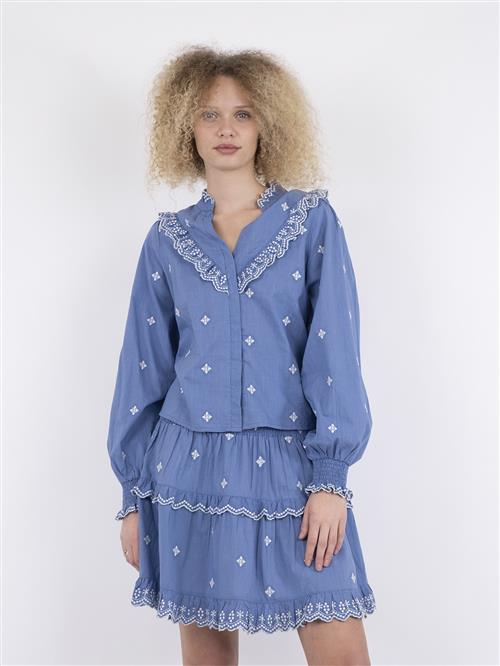 Neo Noir Degas Blouse Kvinde Dusty Blue Langærmede Bluser Str 42 - hos Magasin