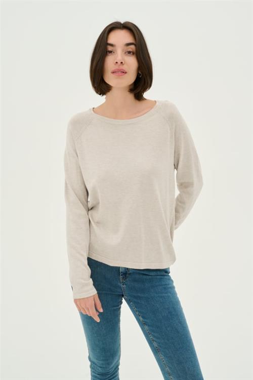 Culture Cuannemarie Solid Jumper Kvinde Warm Sand Melange Langærmede Bluser Str L - hos Magasin