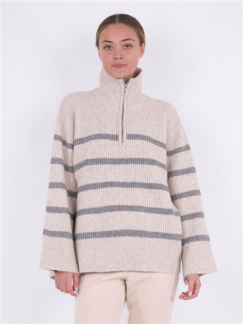 Se Neo Noir Nevena Stripe Knit Blouse Kvinde Sand/grey Sweaters Str 40 - hos Magasin ved Magasin