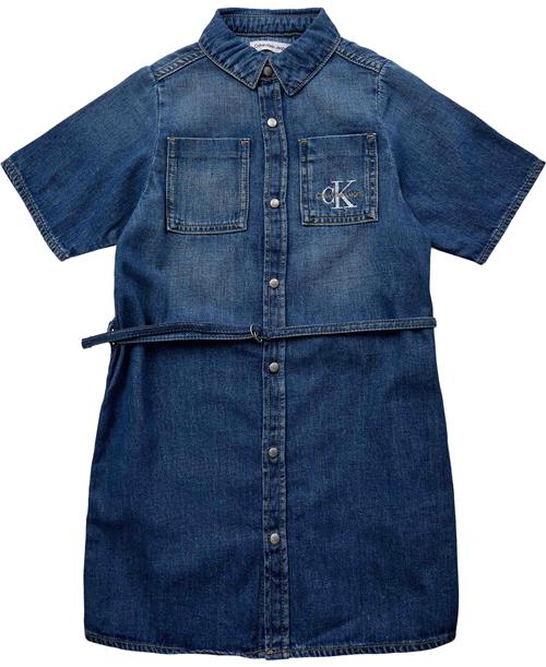 Calvin Klein LW Denim Belted Shirt Dress Str 12 år Denim - 1a4 Nederdele hos Magasin