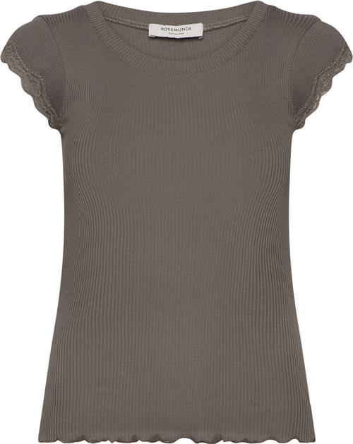 Rosemunde Short Sleeve top w/ Lace Kvinde Falcon Kortærmede T-shirts Str M - hos Magasin