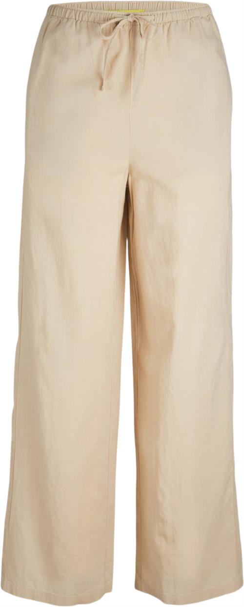 JJXX Jxflora Linen Blend String Pant WVN Kvinde Cement Hørbukser Str XL - hos Magasin