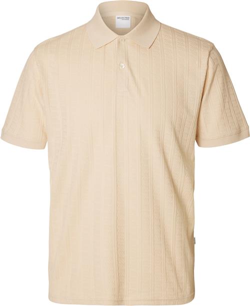 Selected Homme Slhjett Jacquard SS Polo Mand Fog Kortærmede Poloer Regular Fit Str M - hos Magasin