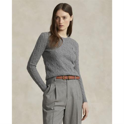 Polo Ralph Lauren Cableknit Wool-cashmere Sweater Kvinde Battalion Grey Heather Sweaters Str S Cashmere - hos Magasin