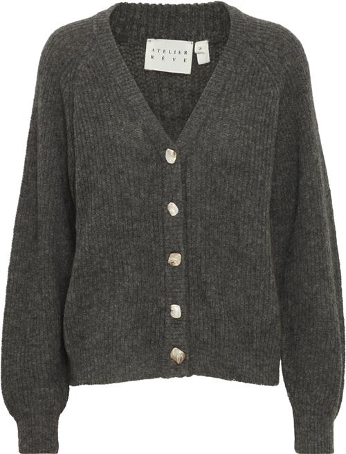 Atelier Rêve Irmelia CA2 Kvinde Melia Dark Grey Melange Cardigans Loose Fit Str XS - hos Magasin