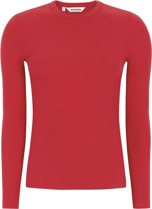 Soft Rebels Srfenja Oneck Top Kvinde Racing Red Kortærmede T-shirts Slim-fit Str XS - hos Magasin