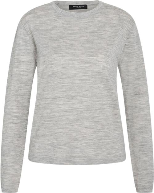 Bruuns Bazaar Charlenebbround Neck Knit Kvinde Light Grey Melang Sweaters Str XS - hos Magasin