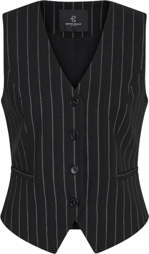 Bruuns Bazaar Decumariabbbielle Waistcoat Kvinde Black With Lurex Blazere Str 44 - Polyester hos Magasin