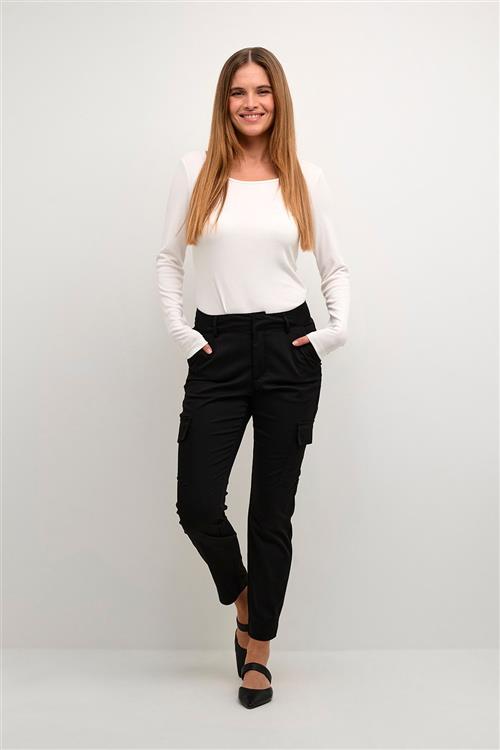 Kaffe Kalea Pocket Pants Kvinde Black Deep Bukser Med Smalle Ben Str 40 - hos Magasin