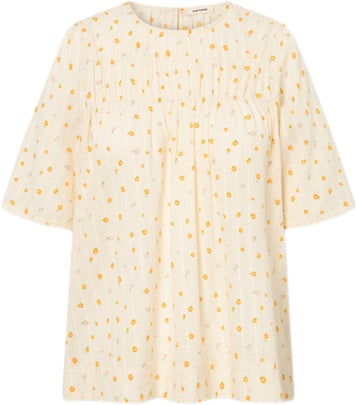 Nué Notes Atticus Blouse Kvinde Orange Flowers Kortærmede Bluser Str 40 - hos Magasin