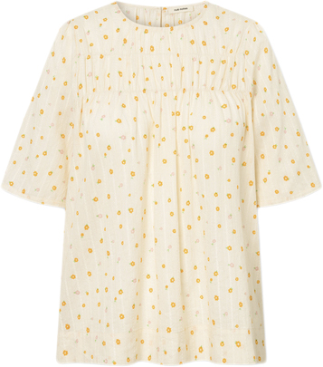 Nué Notes Atticus Blouse Kvinde Orange Flowers Kortærmede Bluser Str 36 - hos Magasin