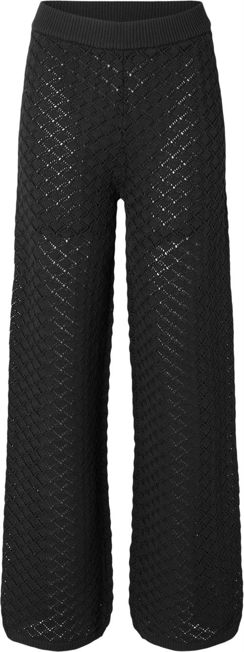 Selected Femme Slffrida HW Structure Knit Pants EX Kvinde Sort Bukser Med Lige Ben Str M - hos Magasin