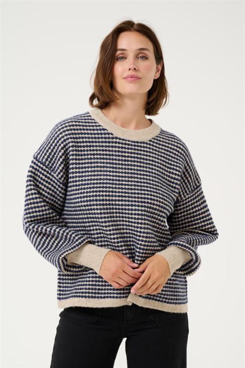 Kaffe Kaellery Knit Pullover Kvinde Feather Gray/ Blue Structure Sweaters Str XS - hos Magasin