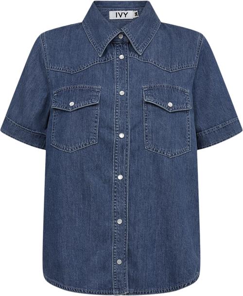 IVY Copenhagen Ivyora SS Shirt Kvinde Mid Blue Denim Denimskjorter Str 40 - Denim hos Magasin