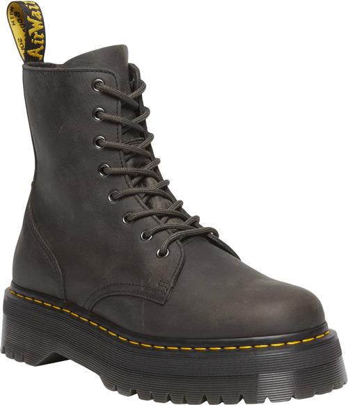 Se Dr. Martens Jadon Charcoal Grey Burnished Waxy Pull Up Wp Kvinde Charcoal Grey Snørestøvler Str 37 - hos Magasin ved Magasin