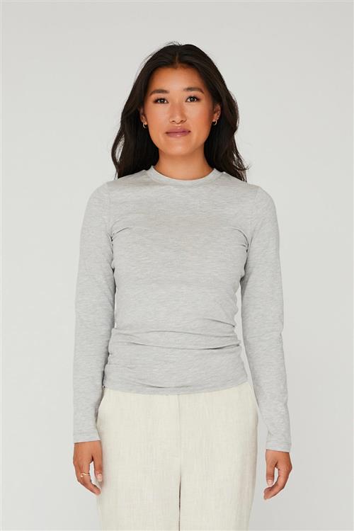 A-VIEW Stabil top l/s Kvinde Light Grey Melange Langærmede T-shirts Str XS - hos Magasin