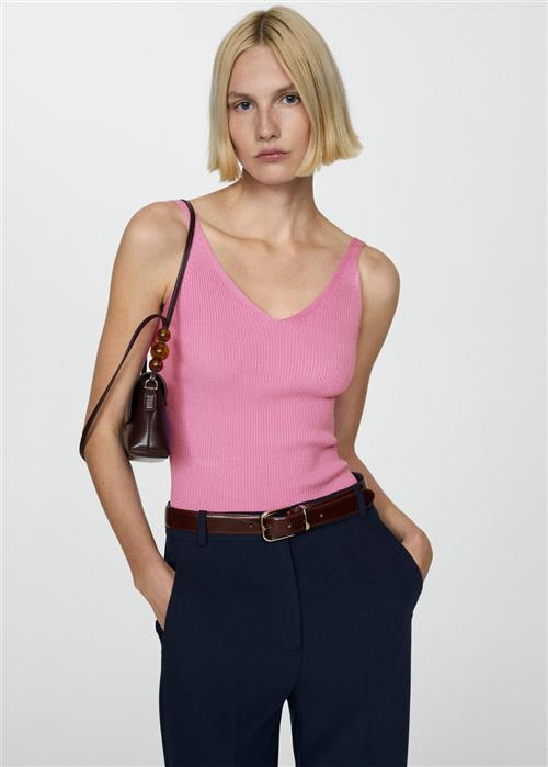 Se MANGO Knit Strap top Kvinde Lt-pastel Pink Toppe Str S - hos Magasin ved Magasin