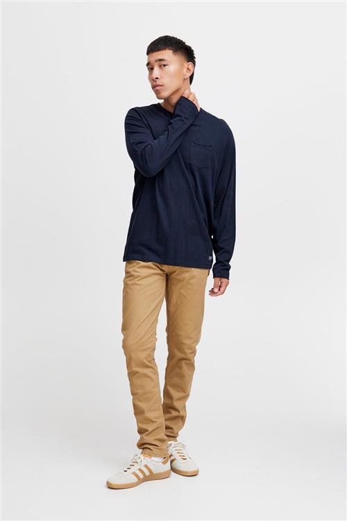 Se Blend Bhnicolai tee l.s. Noos Mand Navy Langærmede T-shirts Str S - hos Magasin ved Magasin