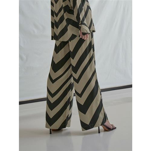 Minus Jalia High Waisted Wide Leg Pant Kvinde Jungle Green Print Bukser Med Brede Ben Str 44 - hos Magasin