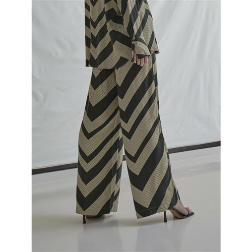 Minus Jalia High Waisted Wide Leg Pant Kvinde Jungle Green Print Bukser Med Brede Ben Str 36 - hos Magasin