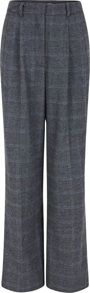 Se Soft Rebels Srannie Pant Kvinde Checked Grey Melange Bukser Str L - Uld hos Magasin ved Magasin