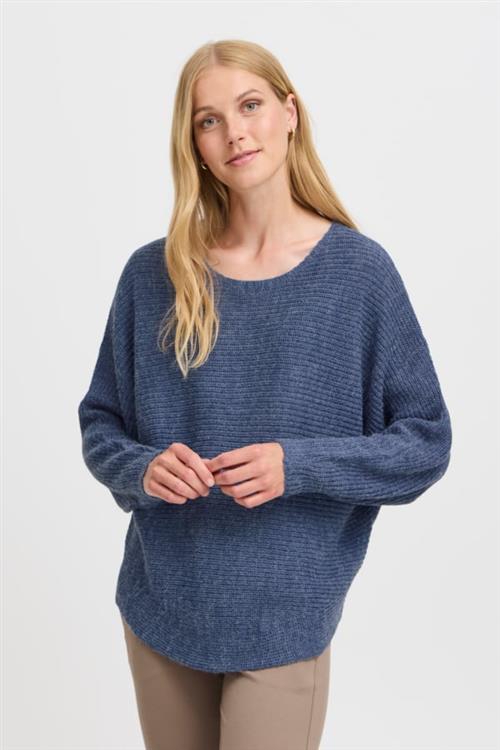 Fransa Freretta PU 3 Kvinde Vintage Indigo Melange Sweaters Loose Fit Str XL - hos Magasin