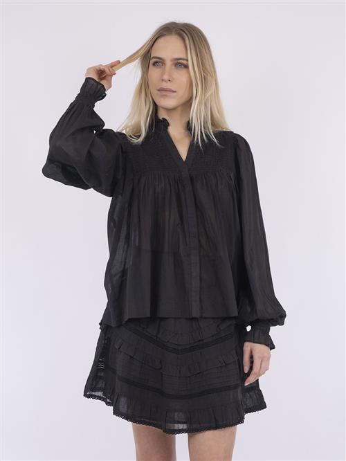 Neo Noir Jill S Voile Blouse Kvinde Black Langærmede Bluser Str 42 - hos Magasin