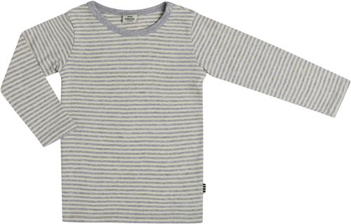 Mads Nørgaard - Copenhagen Soft Striped Rib Tobinino Str 98 - Off White / Grey Mel Langærmede T-shirts Bomuld hos Magasin