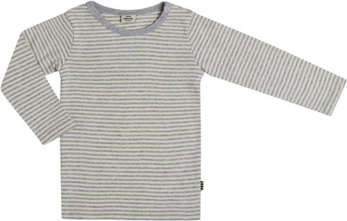 Se Mads Nørgaard - Copenhagen Soft Striped Rib Tobinino Str 1 år - Off White / Grey Mel Langærmede T-shirts Bomuld hos Magasin ved Magasin