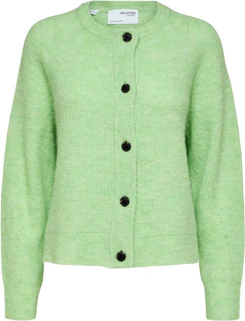 Se Selected Femme Slflulu LS Knit Short Cardigan B NO Kvinde Pistachio Green/melange Cardigans Str XXL - hos Magasin ved Magasin