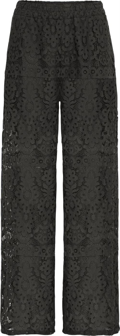 Sorbet Sbceleste Lace Pant Kvinde Jet Black Bukser Med Brede Ben Str L/XL - hos Magasin