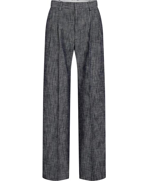 Filippa K Darcey Textured Trousers Kvinde Navy/white Bukser Med Lige Ben Str 40 - hos Magasin