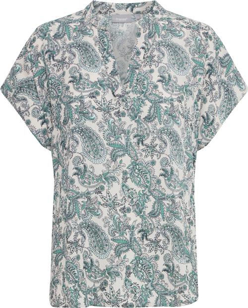 Fransa Fxavery BL 1 Kvinde Moonbeam W. Geranium Aop Kortærmede Bluser Loose Fit Str S - hos Magasin