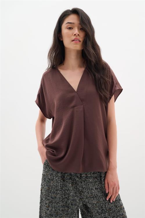 InWear Rindaiw Top Kvinde Brown Puce Kortærmede Bluser Loose Fit Str 44 - hos Magasin