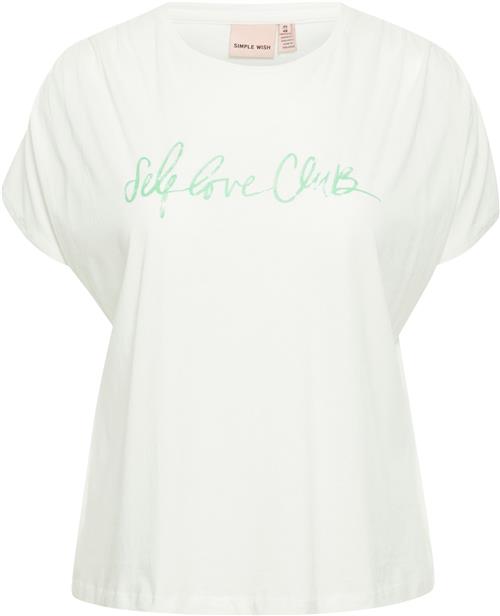 Simple Wish Swmati TEE 1 Kvinde Blanc De Blanc Front Print Kortærmede T-shirts Str 50/52 - hos Magasin