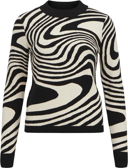 Se Object Objray L/S Knit Pullover AOP Noos Kvinde Black/sandshell Zebra Toppe Str XS - hos Magasin ved Magasin