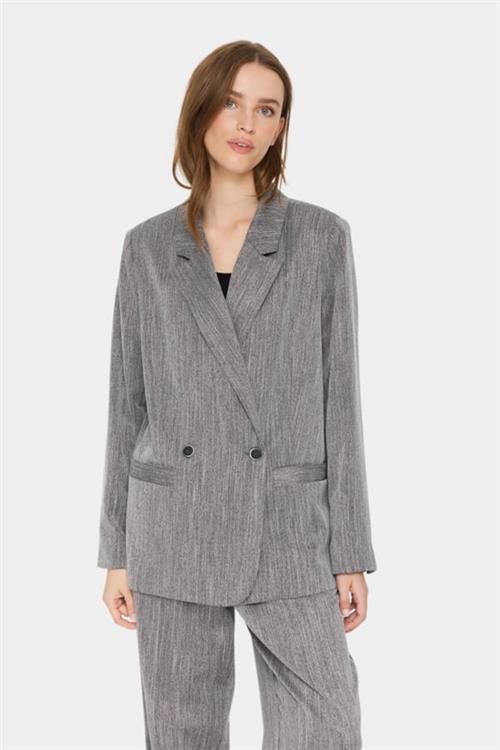 Saint Tropez Glendasz Blazer Kvinde Mist Grey Melange Blazere Regular Fit Str L - hos Magasin