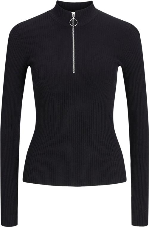 Se JJXX Jxzoma Tight Half ZIP Knit Kvinde Sort Toppe Str XS - hos Magasin ved Magasin