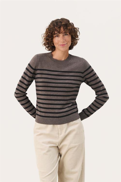 Se Part Two Jaylynpw PU Kvinde Black Stripe Sweaters Relaxed Fit Str XL - hos Magasin ved Magasin